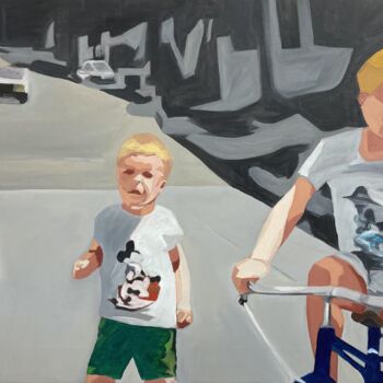 Painting titled "Les années Mickey" by Brice Mantovani, Original Artwork, Oil Mounted on Wood Stretcher frame