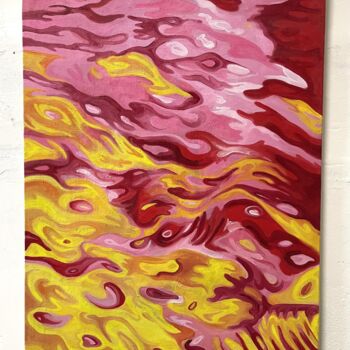 Painting titled "Rose de garance" by Brice Mantovani, Original Artwork, Oil Mounted on Wood Stretcher frame