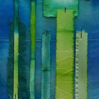 Textile Art titled "VERT NUMERO 1" by Swid, Original Artwork, Ink