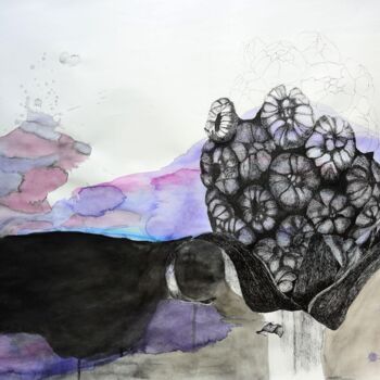 Drawing titled "Série "Entre Chien…" by Delphine Epron, Original Artwork, Textile fiber