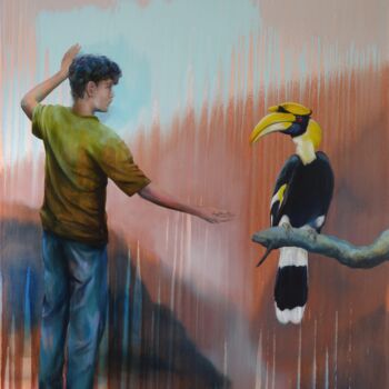 Painting titled "Looking At Tomorrow…" by Romain Bernini, Original Artwork, Oil