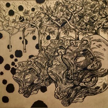 Printmaking titled ""Lux interior III"" by Frederic Arditi, Original Artwork, Wood