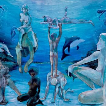 Painting titled "Ballet nautique" by Anita Bauer, Original Artwork, Acrylic