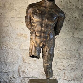 Sculpture titled "Saint Sébastien ble…" by Jean Gabriel Mondié, Original Artwork, Bronze