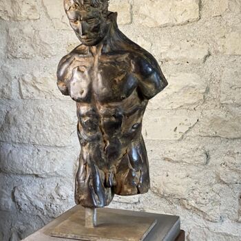 Sculpture titled "Lutteur vaincu " by Jean Gabriel Mondié, Original Artwork, Bronze