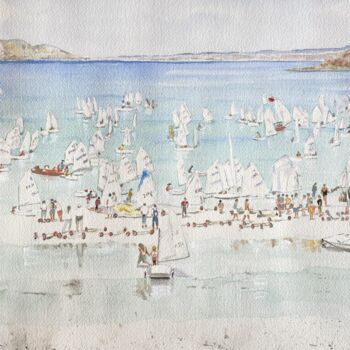 Painting titled "Compétition de opti…" by Gabrielle, Original Artwork, Watercolor