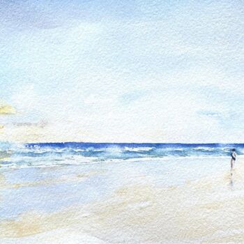 Painting titled "Coucher de soleil" by Gabrielle, Original Artwork, Watercolor