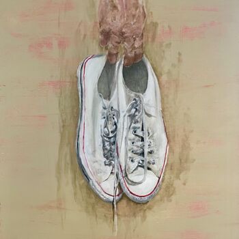 Painting titled "pieds nus" by Pellen Pascal, Original Artwork, Oil