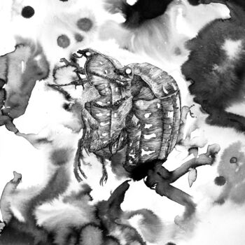 Drawing titled "Le poids des Yeux #4" by Florian Sông Nguyễn, Original Artwork, Ink