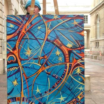 Painting titled "ETOILES FILANTES DB" by Dit Denis Brasil, Original Artwork, Fabric
