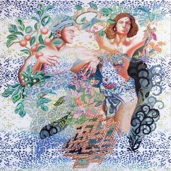 Painting titled "Le monde d'Adam" by Lina Karam, Original Artwork, Oil