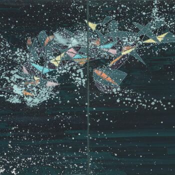Painting titled "Symbiotiks, Diptyque" by Alain Blondel, Original Artwork, Oil