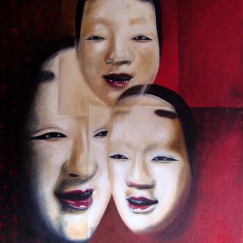 Peinture intitulée "multiples faces" par Odile  Van Den Woldenberg, Œuvre d'art originale, Huile