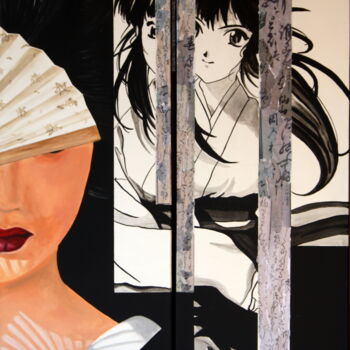 Collages titled "eventail" by Odile  Van Den Woldenberg, Original Artwork, Acrylic