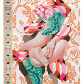 Painting titled "Tapis rose" by Lina Karam, Original Artwork, Oil