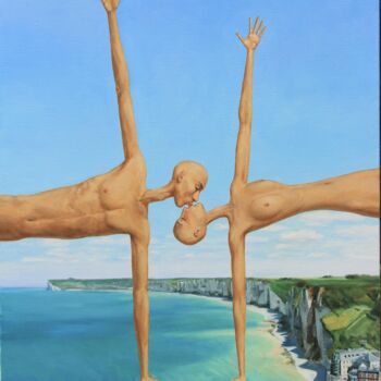 Peinture intitulée "Les amoureux de la…" par Myriam Feuilloley, Œuvre d'art originale, Tissu