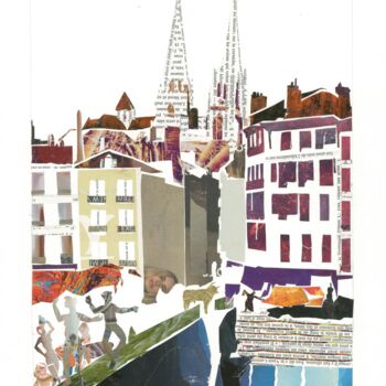 Collages intitulée "Fête sur le pont de…" par Marc Raynaud, Œuvre d'art originale, Collages