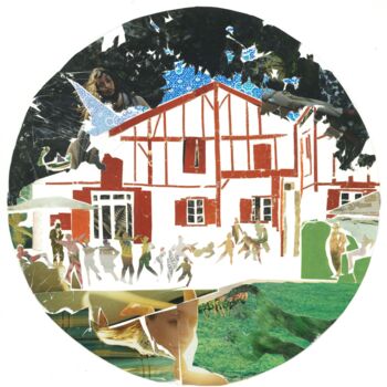 Collages intitulée "La maison basque de…" par Marc Raynaud, Œuvre d'art originale, Collages