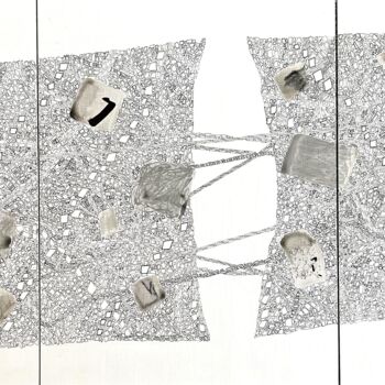 Drawing titled "URBS - Triptyque III" by Pierre Bastaroli, Original Artwork, Marker