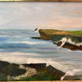 Painting titled "Côte sauvage au Cro…" by Pierre Willaume, Original Artwork, Oil Mounted on Wood Stretcher frame