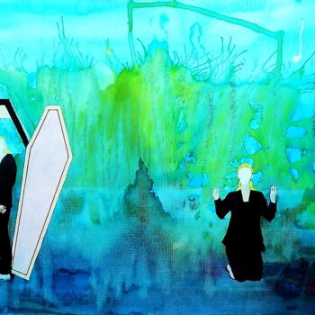 Painting titled "Funérailles en eau…" by Harry Kampianne, Original Artwork, Acrylic