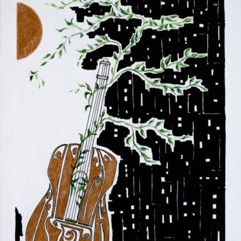 Painting titled "For Singing" by Mona Erfanian Salim, Original Artwork, Ink