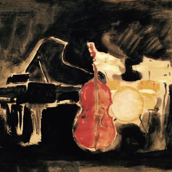Drawing titled "Jazz " by Axelle Du Rouret, Original Artwork, Gouache