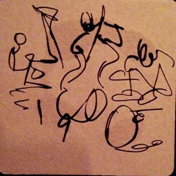 Drawing titled "Jazz Trio " by Axelle Du Rouret, Original Artwork, Cardboard