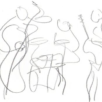 Drawing titled "Trio " by Axelle Du Rouret, Original Artwork, Pencil