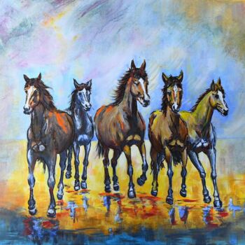 Painting titled "Echo d'une chevauch…" by Marie-Laure Tournier, Original Artwork, Acrylic