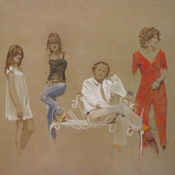 Painting titled "Portrait D" by Axelle Du Rouret, Original Artwork, Oil