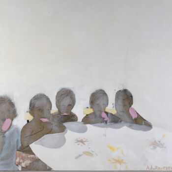 Painting titled "Glaces " by Axelle Du Rouret, Original Artwork, Fabric