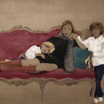 Painting titled "Mother Fée" by Axelle Du Rouret, Original Artwork, Fabric