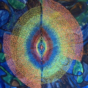 Textile Art titled "Matrice Divine" by Celia Gouveiac - Peintre/Sculptrice, Original Artwork, Acrylic