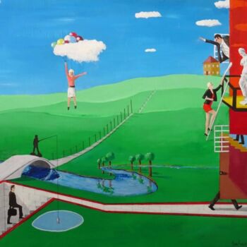 Painting titled "Out of Perspective." by Paul Sullivan, Original Artwork, Acrylic Mounted on Wood Stretcher frame