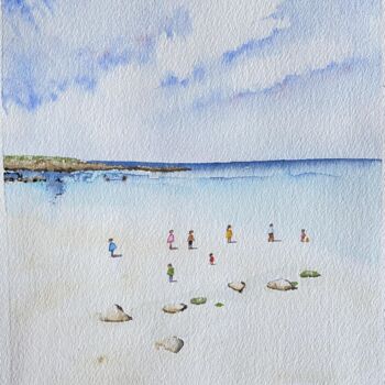 Painting titled "Les Petits Rochers" by Gabrielle, Original Artwork, Watercolor