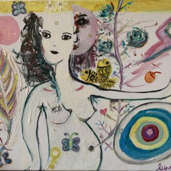 Painting titled "Moitié.e" by Lumina Wang, Original Artwork, Oil