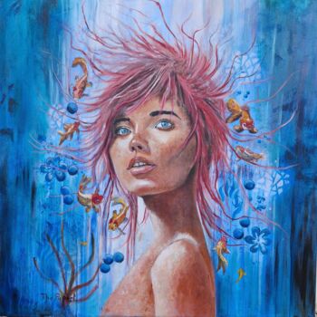 Painting titled "la sirene" by The Papart, Original Artwork, Acrylic