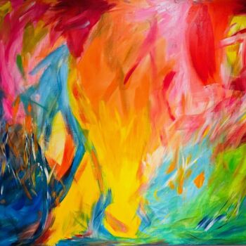 Peinture intitulée "Power, nature, flam…" par Eva Marc'H, Œuvre d'art originale, Acrylique