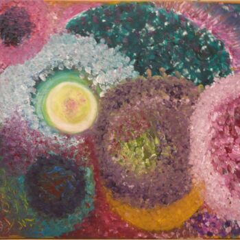 Painting titled "Fleurs (tableau enc…" by Lumina Wang, Original Artwork, Oil