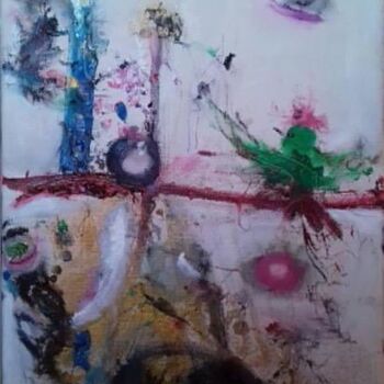 Painting titled "Sunny Zoo (tableau…" by Lumina Wang, Original Artwork, Oil Mounted on Wood Stretcher frame