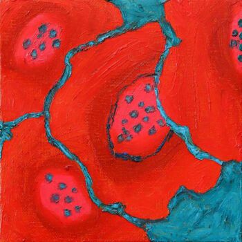 Painting titled "LES COQUELICOTS" by Cha, Original Artwork, Pastel