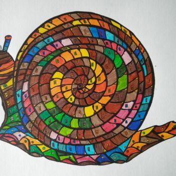 Drawing titled "ESCARGOT" by Yammes, Original Artwork, Textile fiber