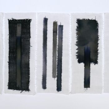 Textile Art titled "NOIR NUMERO 4-X5" by Swid, Original Artwork, Ink