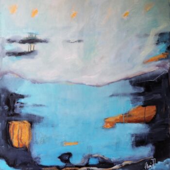 Painting titled "ROUTES ET REFLECTIO…" by Eleni Pappa Tsantilis, Original Artwork, Textile fiber
