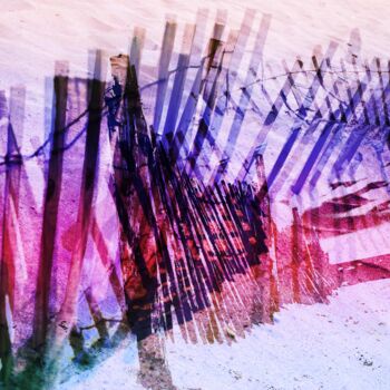 Digital Arts titled "PIANO SUR LA PLAGE…" by Gérard Esquerre, Original Artwork, Digital Painting Mounted on Aluminium