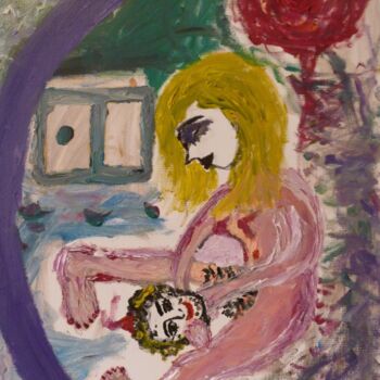 Painting titled "Le Duel 2017" by Lumina Wang, Original Artwork, Oil Mounted on Wood Stretcher frame