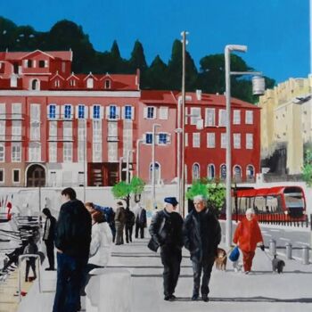 Painting titled "Le Port de Nice" by Paul Sullivan, Original Artwork, Acrylic Mounted on Wood Stretcher frame