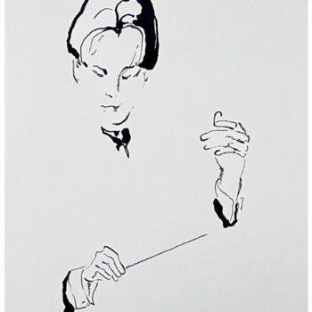 Σχέδιο με τίτλο "The Conductor 1" από Franck Sadock, Αυθεντικά έργα τέχνης, Μελάνι