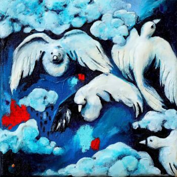 Painting titled "DANS LES NUAGES" by Cha, Original Artwork, Acrylic